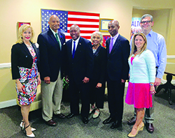 Houston Mayor Sylvester Turner (center-left) is pictured with key Realtor® contacts and HAR staff (L-R) Dana Kervin, Shad Bogany, Marie Stovall, Gerald Womack, Rita Klein Blevins and Ed Wolff.