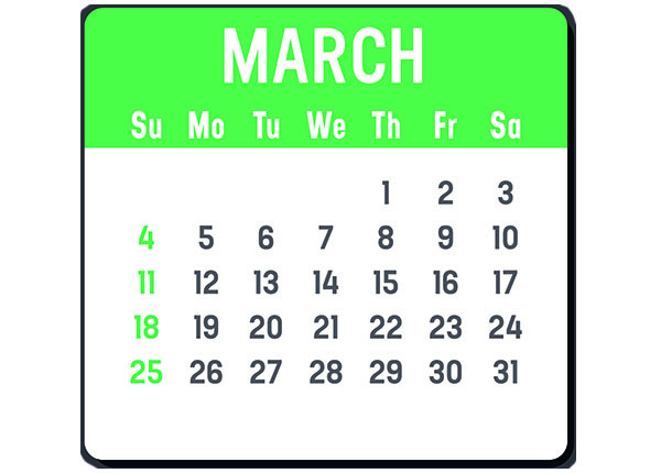 March 2018 Commercial Events Calendar