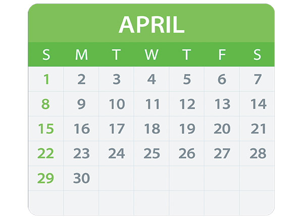 April 2018 Commercial Events Calendar