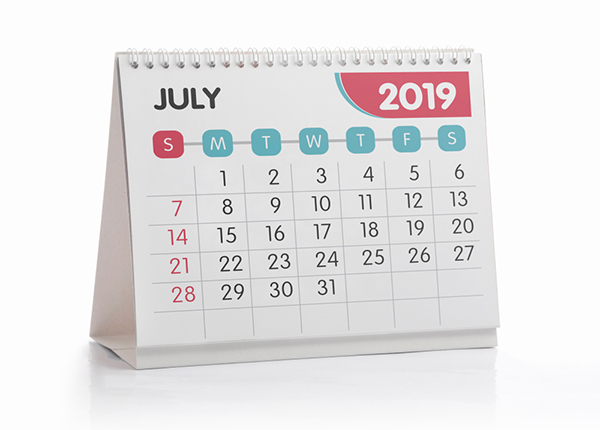 July 2019 Commercial Events Calendar