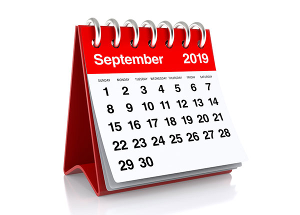 September 2019 Commercial Events Calendar