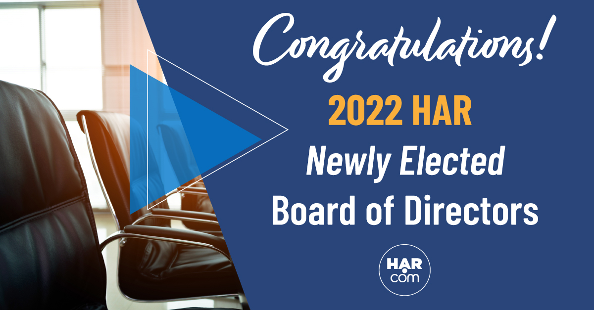 Congratulations to the Newly Elected 2022 HAR Board of Directors