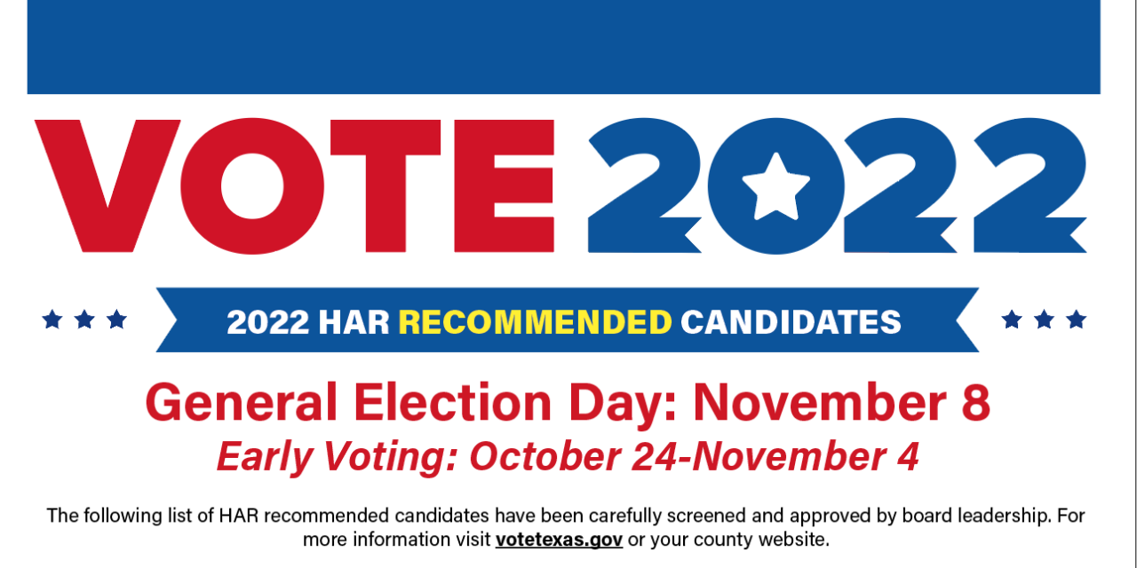 2022 HAR Recommended Candidates for General Election: Nov.8