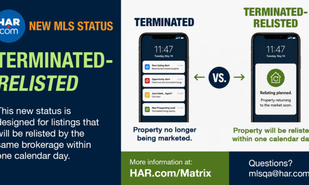 New MLS Status: Terminated-Relisted